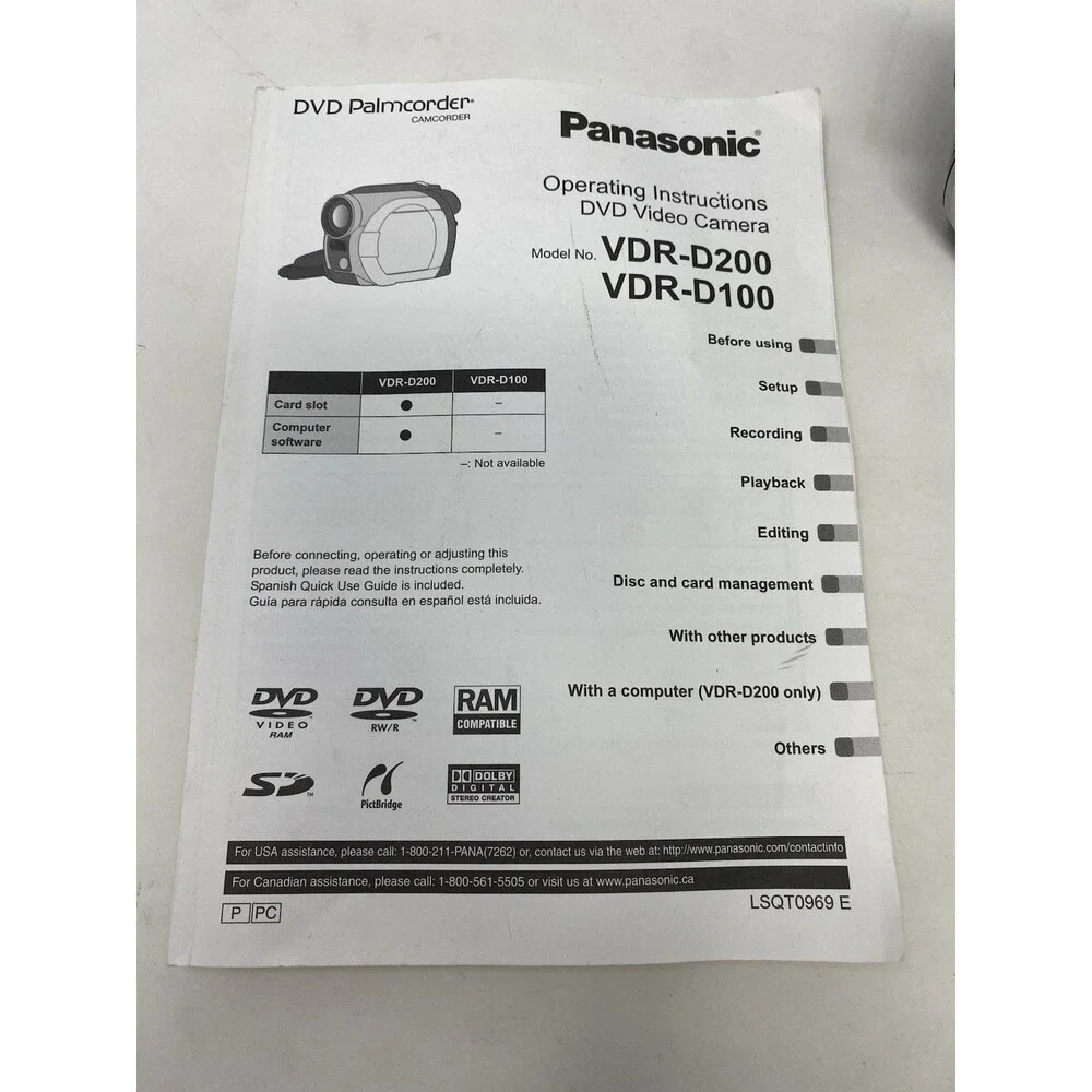 Panasonic VDR-D100 Camcorder - Silver Tested And Working!